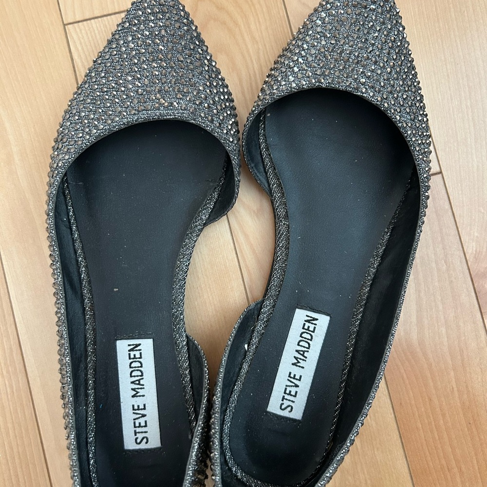 Steve Madden Black Rhinestone Flats
